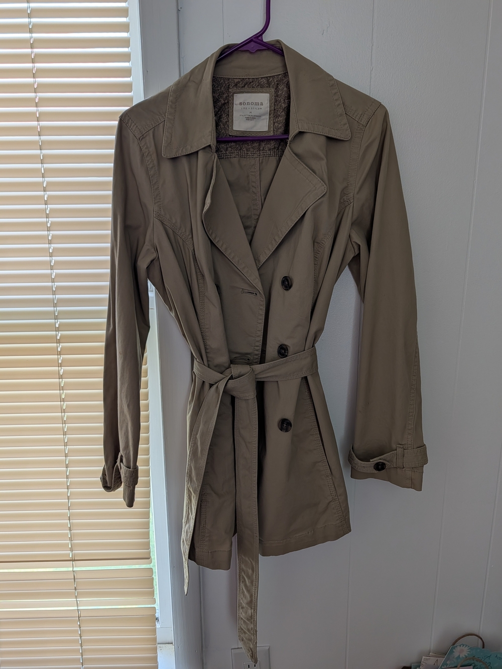 Lightweight Khaki Trench Coat with Waist Tie - Women's Classic Trench